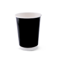 Coffee Cups 8oz Squat Smooth Double Wall Black 