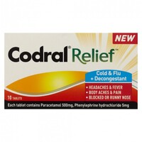 Codral Relief Cold and Flu Decongestant 10 Tablets