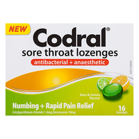 Codral Sore Throat Lozenges Lime and Lemon 16 Pack