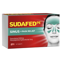 Sudafed PE Sinus and Pain Relief 10 Tablets
