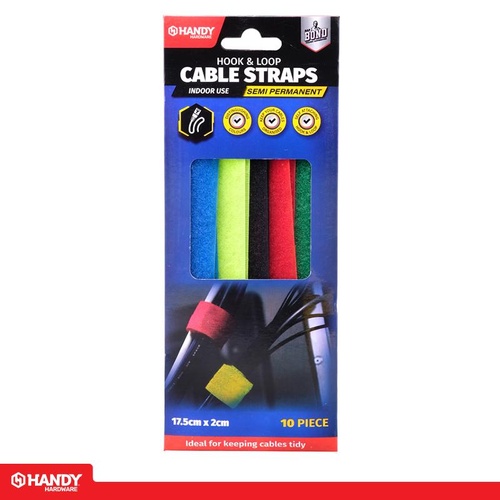 Handy Hardware Cable Straps Assorted Colours 10pk