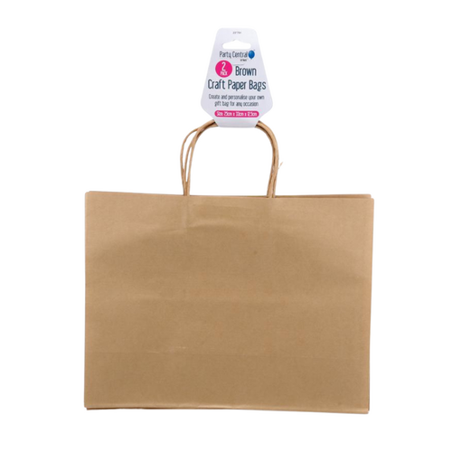 Craft Paper Bags Brown 25cm x 33cm x 12cm 2pk