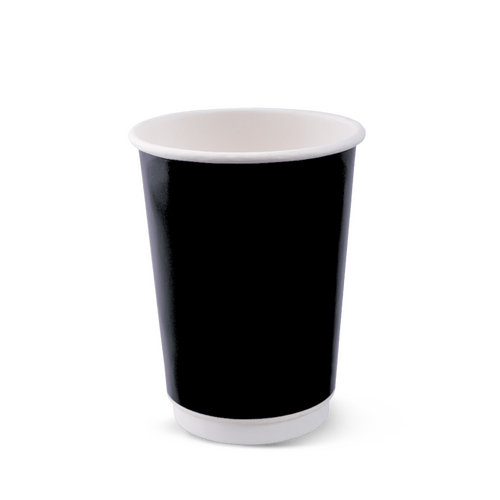 Coffee Cups 8oz Squat Smooth Double Wall Black 