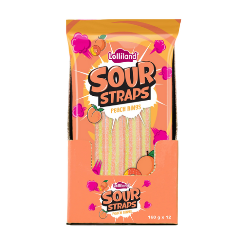 Sour Straps Peach Rings 160g x 12
