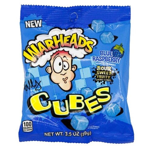 USA Warheads Blue Raspberry Cubes Bag 99g x 12