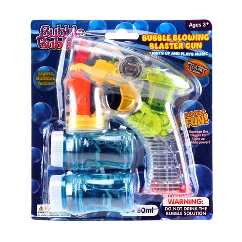 Bubble Gun Battery Operated with Lights & Sound Includes: Gun & 2x60ml Solution Requires