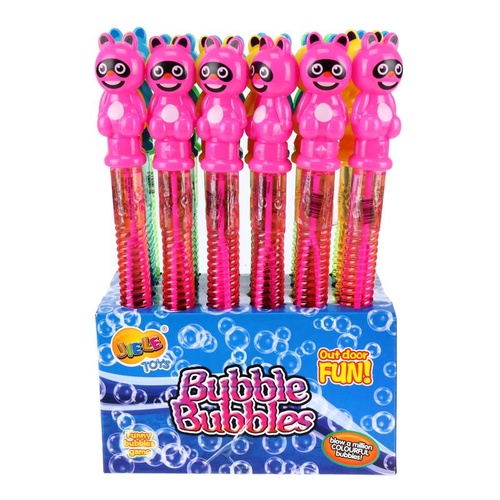 Bubble Sword 120ml - 37cm x 3cm - Assorted Animal Designs Green, Pink, Yellow, Blue