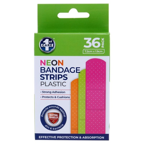 Bandage Strips Neon 7.2cm x 1.9cm 36pk - Plastic (PE)