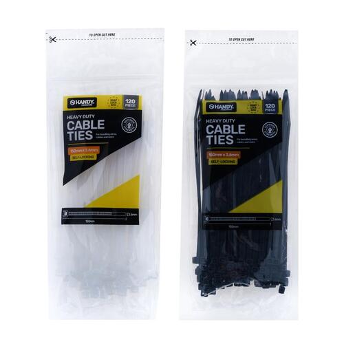 Cable Ties Black & Clear Assorted In Carton 150mm x 3.3mm