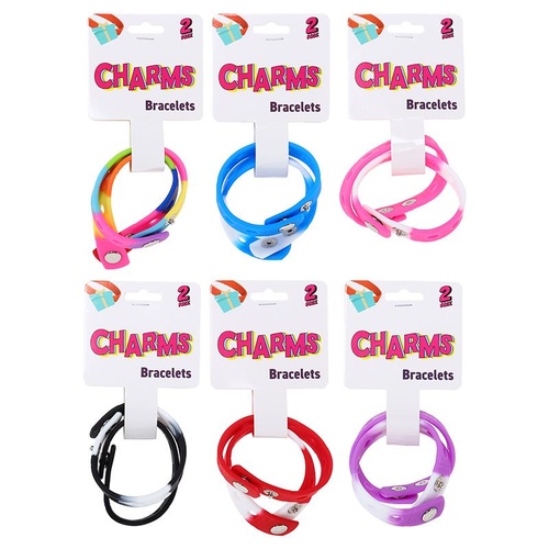 Charm Bracelet 180 x 15mm 2Pk - 6 Assorted Colours
