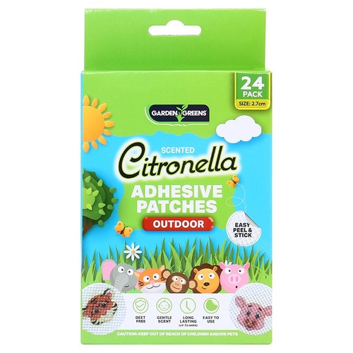 Citronella Fragrance Adhesive Patches 24pk 2.7cm Dia 6 Assorted Animal Designs