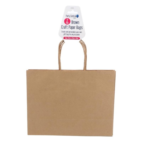Craft Paper Bags Horizontal Brown 27cm x 21cm x 11cm 2pk