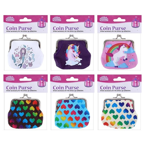 Coin Purse Kiss Lock Buckle - 6 Assorted Colours 7cm x 9cm