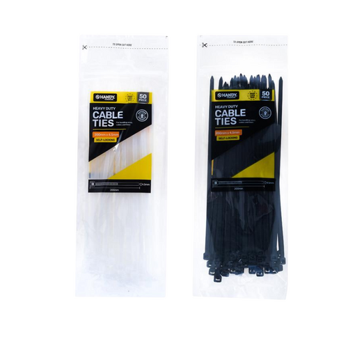 Cable Ties Black & Clear Heavy Duty x 50
