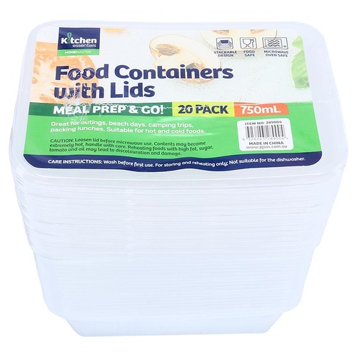 Container Takeaway Food Container with Lid 750mL 20pk