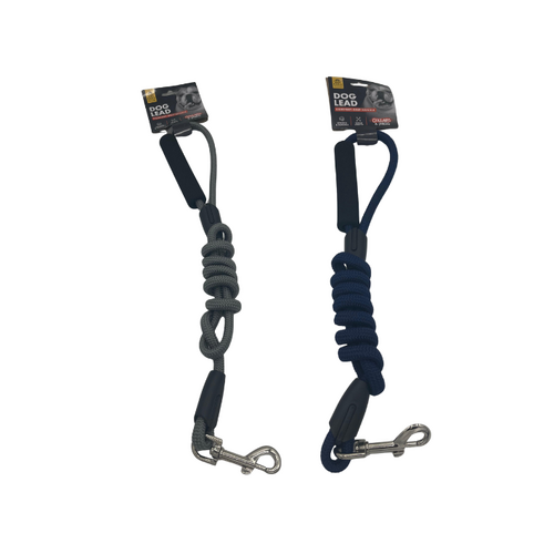 Dog Lead with Foam Handle 2 Assorted Colours Grey