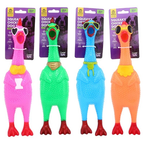 Dog Toy Squeaky Cool Chicken 8cm x 33cm Assorted Colours