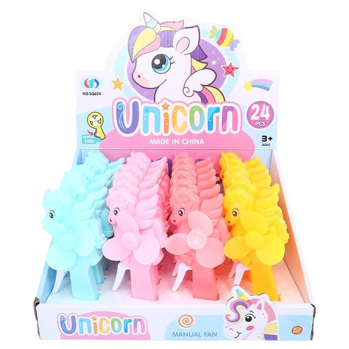 Fan Manual Unicorn Series 3.5cm x 7.5cm x 15cm 4 Assorted Colours