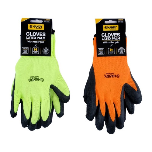 Gloves Fluro Working Gloves with Black Palm Grip - One Size Fits Most