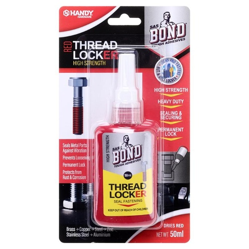 Glue Thread Locker High Strength 50ml (Dries Red)