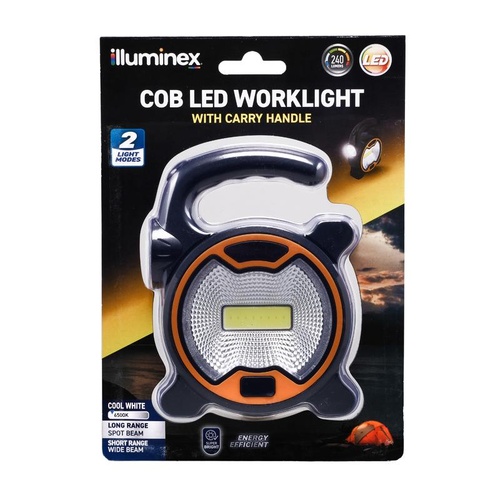 Illuminex Battery Operated 2-in-1 COB & Flashlight Portable Work Light 240 Lumens 13cm x 10cm (Requires 3 x AA Batteries, Not Included)