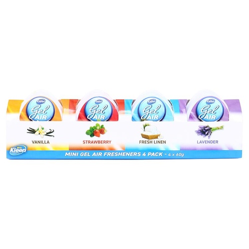 Mini Gel Air Freshener Variety Pack 60g/pc - 4 Scents Lavender, Vanilla, Strawberry, Linen