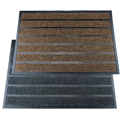 Mat Outdoor Rubber Black & Brown 60cm x 90cm