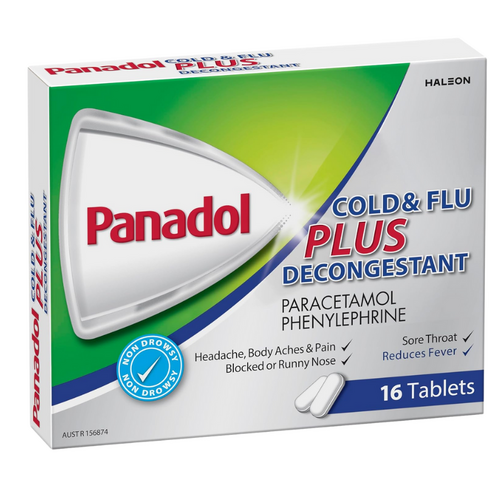 Panadol Cold and Flu Plus Decongestant 16 caplets