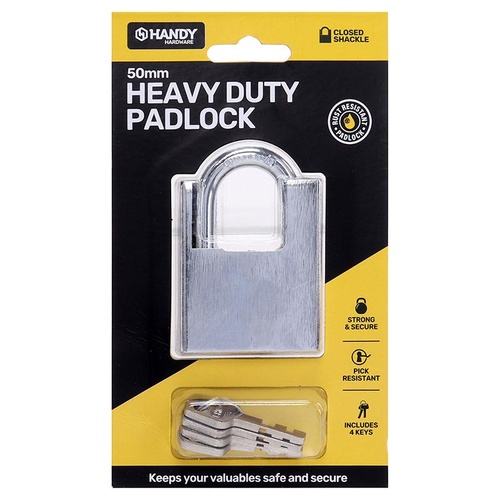 Padlock Heavy Duty 50mm Includes 4 Keys 1pk