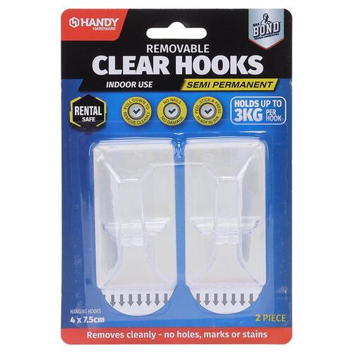 Removable Hooks Rectangle Clear Plastic 4 x 7.5cm