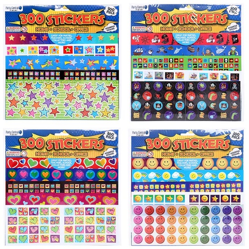Sticker Assorted 300pc 4 Assorted Designs