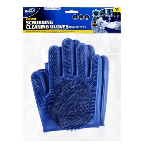 Scrubbing Brush Cleaning Gloves Silicone - Blue