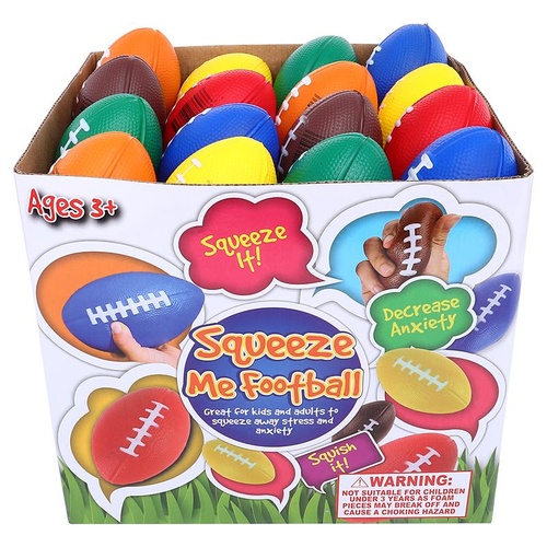 Squeeze Me Football 8.5cm - Red, Blue, Yellow, Brown