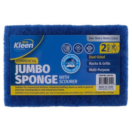 Sponge with Top Scourer JUMBO 2pk - 15cm x 10cm x 3.5cm