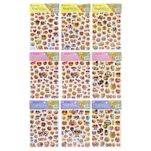 Sticker Set 8 Assorted Emoji Designs 20cm x 25cm