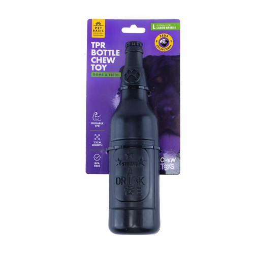 Tough Dog Toy TPR Bottle Zeus Collection Black 23cm x 6cm x 2cm