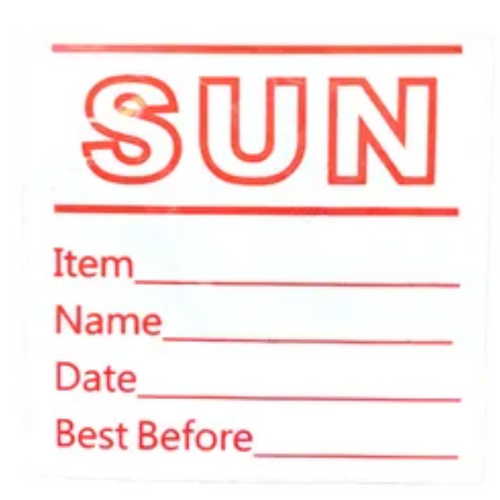 Day Labels Sunday x 500