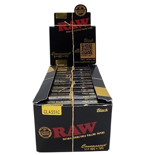 Raw Paper 1 1/4 Tips Black x 24