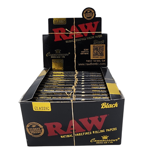 Raw Paper King Size Tips  Black x 24
