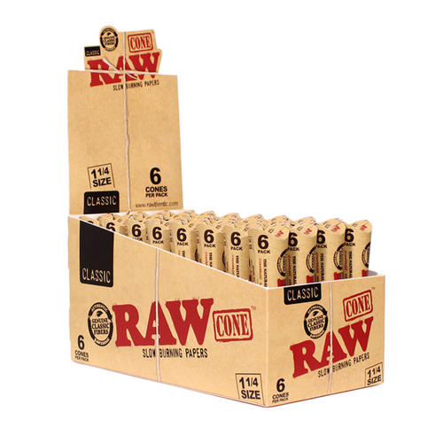 Raw Cone 1 1/4 6pk Classic x 32